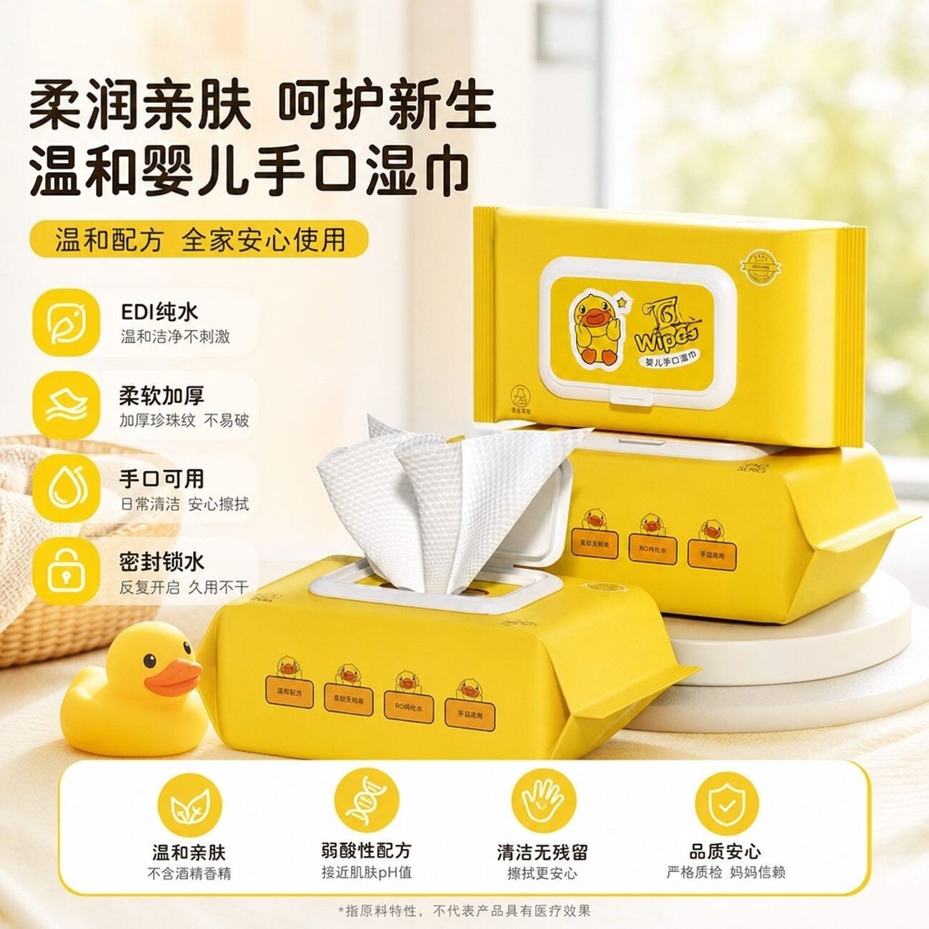 婴儿湿巾纯水温和无敏手口清洁湿纸巾无刺激柔软加厚湿厕纸亲肤