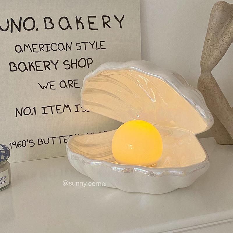 元气角落 珍珠贝壳小夜灯创意装饰摆饰ins少女心卧室睡眠灯床头灯