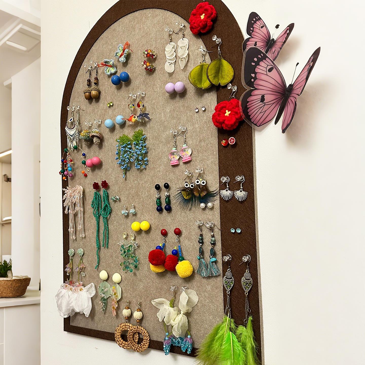 毛毡板首饰收纳层架壁挂手串展示架首饰上墙收纳神器装饰耳针环挂