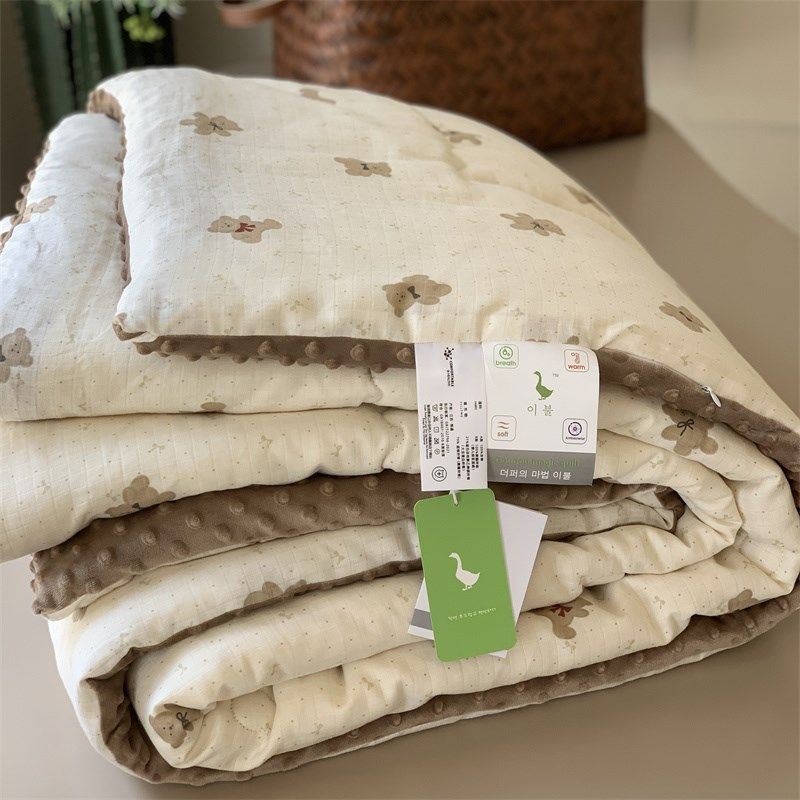 韩国大鹅单人纱布豆豆被学生春秋被全棉双层纱1.5米大豆被秋冬被,床上用品,化纤被,淘宝优惠券,粉丝福利购,淘宝优惠卷