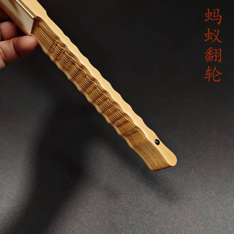 中国风文玩折叠扇子古典折扇9 5寸水磨玉竹古琴方翻轮扇骨工艺扇