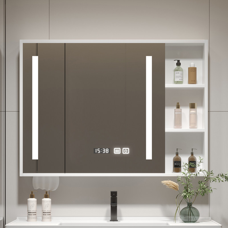 实木智能浴室镜柜挂墙式卫生间储物镜箱洗手间镜子置物架带收纳柜