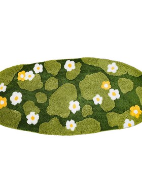 DDD 森系花卉卧室床边毯家用植绒苔藓毛毯簇绒浴室防滑地垫可水洗