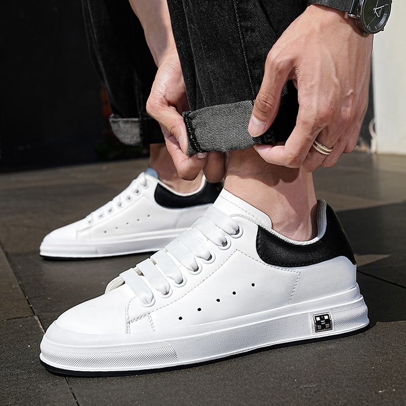 新款增高男板鞋秋冬季休闲系带大尺码45码46小白鞋内增高8cm6cm男