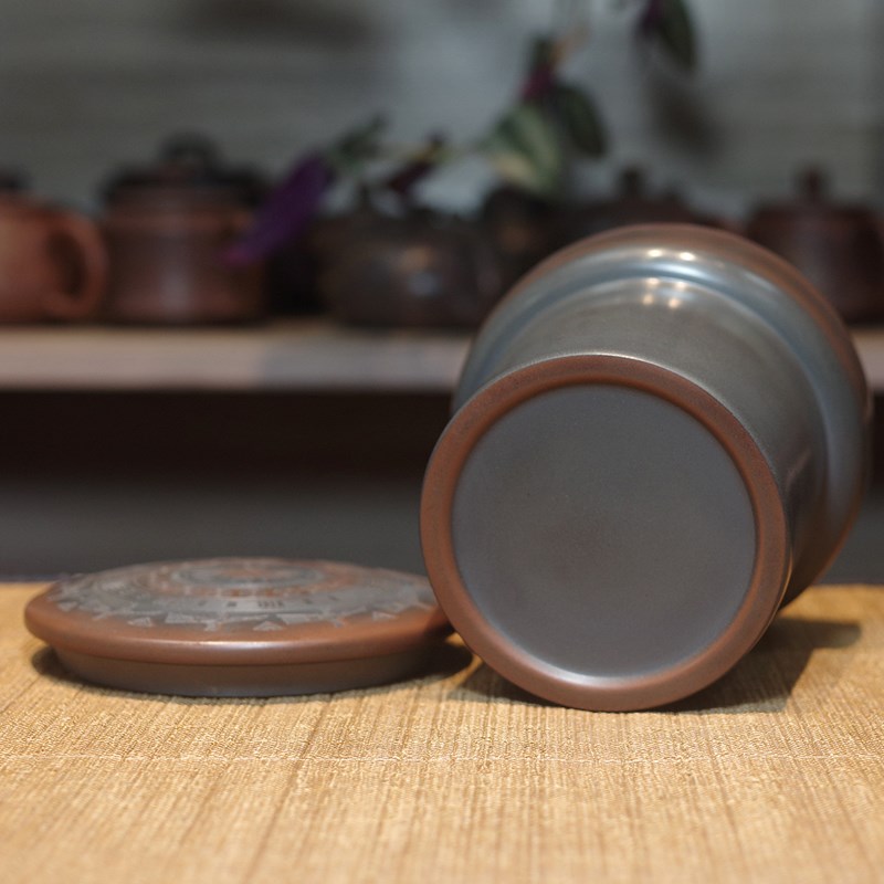 钦州坭兴陶小茶桶储茶罐醒茶罐存茶罐储物罐陶瓷180克装茶叶罐