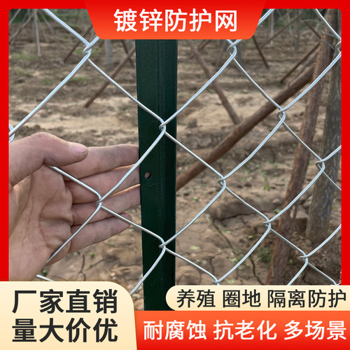 镀锌网格钢丝围栏勾花p网养殖果园圈地栅栏铁丝网边坡防护网不锈