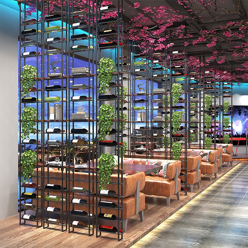 铁艺酒架隔断落地屏风葡萄酒展示架酒柜餐厅酒吧卡座置物架红酒架