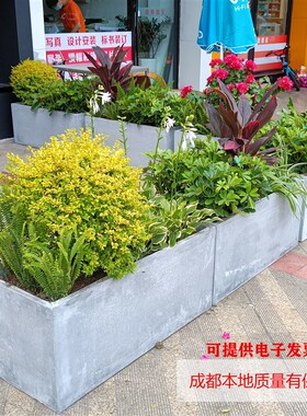 现代简约风大水泥花箱花盆屋顶花园别墅庭院室外餐吧隔.断绿化耐