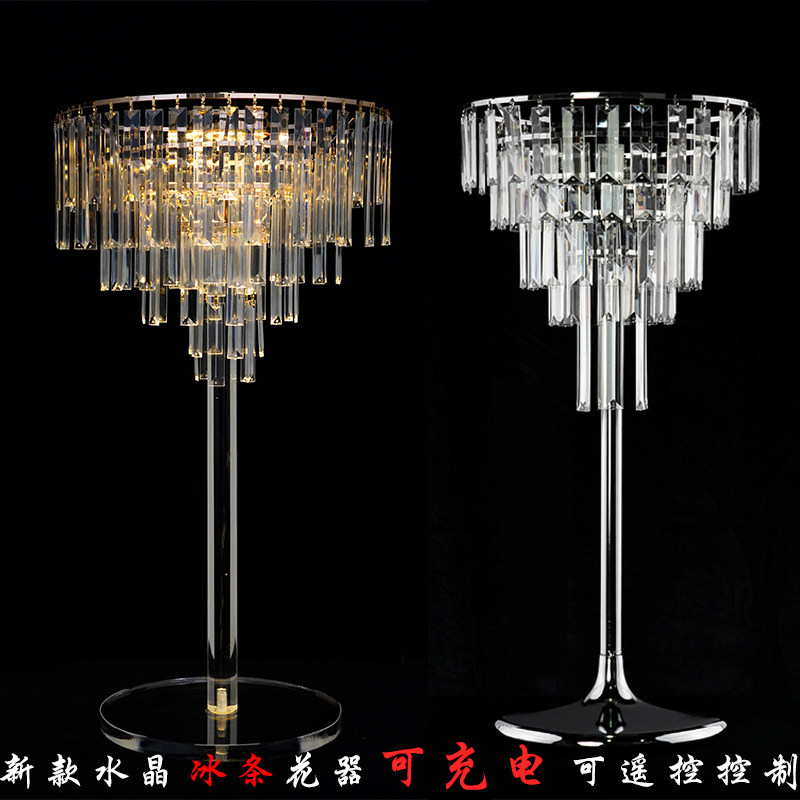 婚庆新款水晶冰条桌花花器酒店婚礼堂舞台餐桌桌面摆件装饰品道具