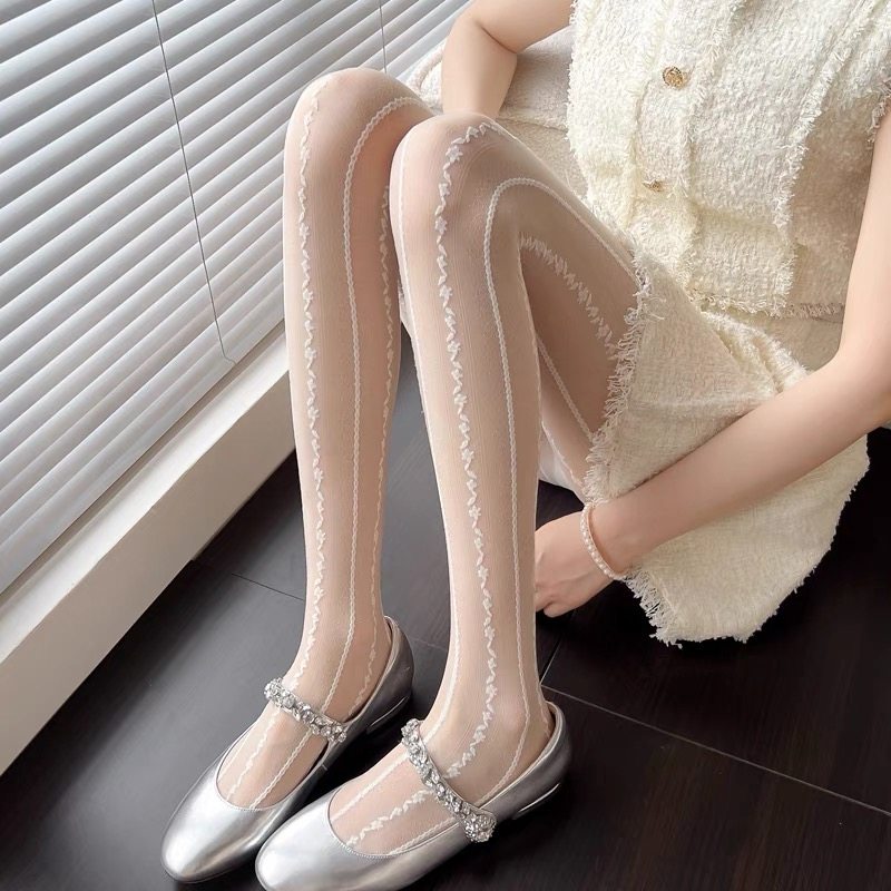 新秋冬季加绒可甜可辣竖条纹蕾丝网袜假透肉内搭裤袜裤袜白色女丝,女士内衣/男士内衣/家居服,连裤袜/打底袜,淘宝优惠券,粉丝福利购,淘宝优惠卷