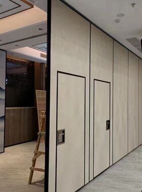 福建泉州酒店活动隔断墙饭店包厢D移动隔断屏风吊轨推拉式折叠门