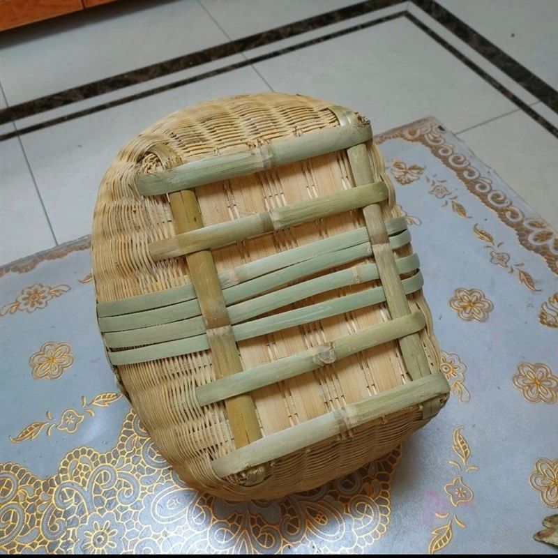 手工竹编制品家用椭圆形手提篮买菜篮购物篮竹青S编织鸡蛋篮竹篮
