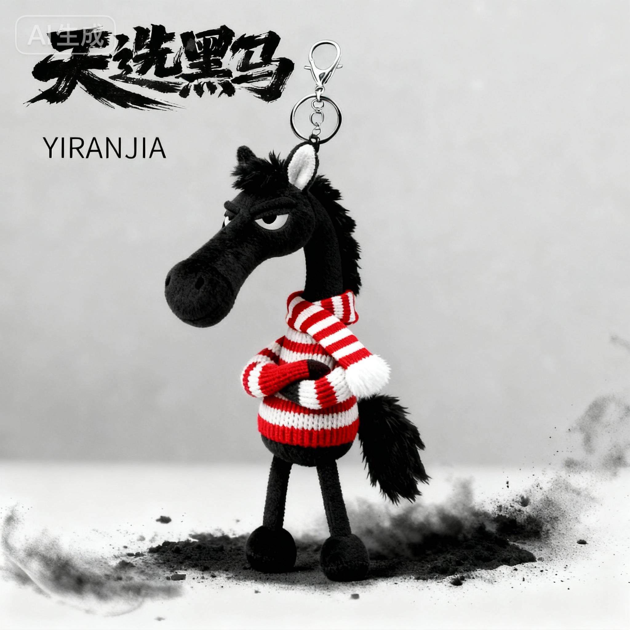 马年吉祥物公仔挂件天选黑马挂件高颜值包包挂饰本命年毛绒玩偶男