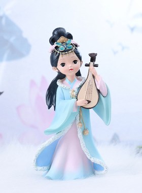 国潮风汉服女孩客厅桌面摆件装饰品古装女生人偶手办创意师生礼物