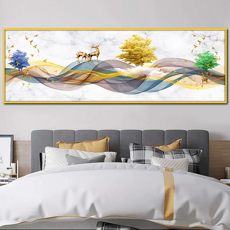 床头装饰画3D立体自粘画卧室客厅沙发背景墙酒店宾馆民宿贴壁画图片