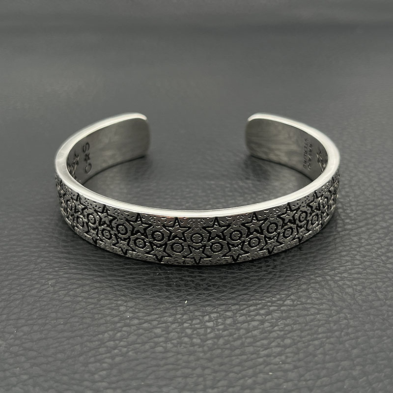 s925纯银克罗伈复古手镯男满天星cody sanderson风格星星霸气手环