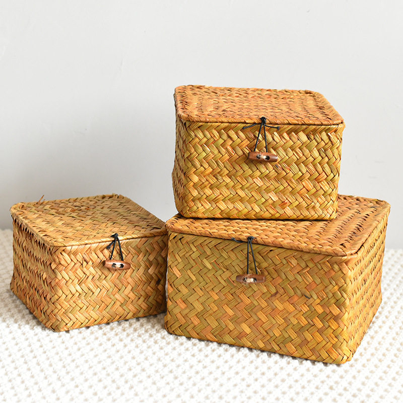 带盖手工编织收纳篮子礼品盒婚礼伴手礼草编藤编送礼结婚回礼盒子,收纳整理,桌面收纳盒,淘宝优惠券,粉丝福利购,淘宝优惠卷
