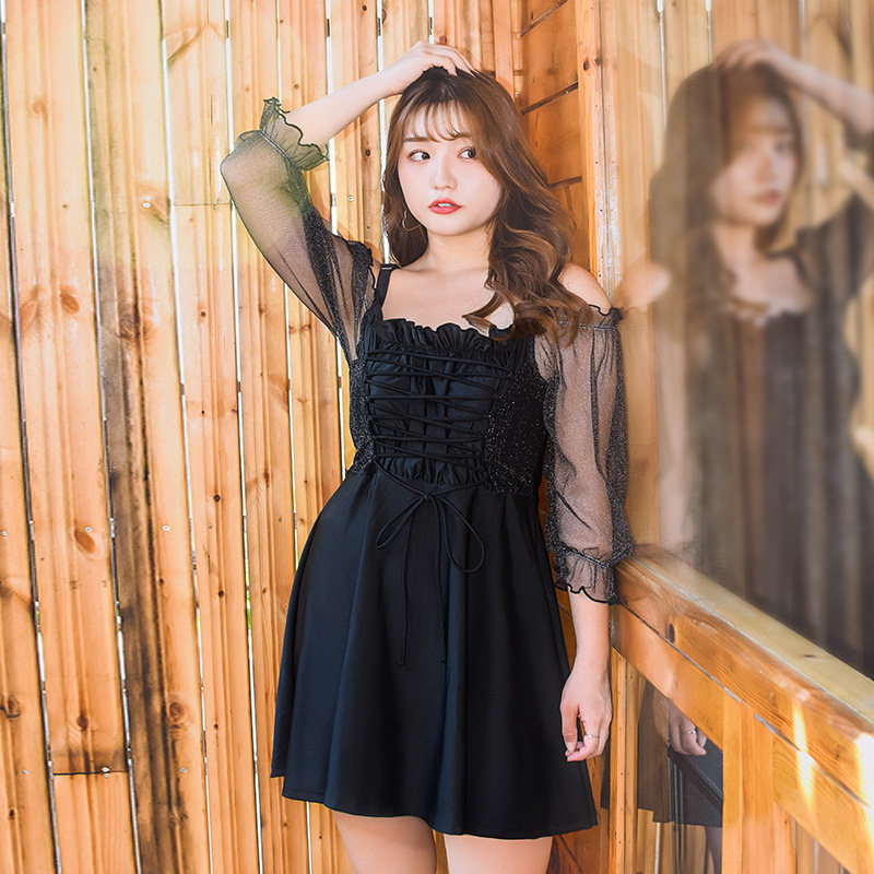 大码泳衣女胖mm遮肚200斤宽松泡温泉泳装胖妹妹显瘦保守胖人连体