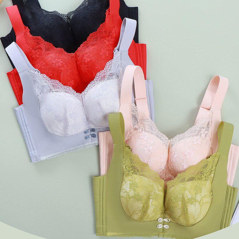 黛春妮8526中厚无钢圈蕾丝内衣小胸聚拢上托收副乳调整型甜美文胸