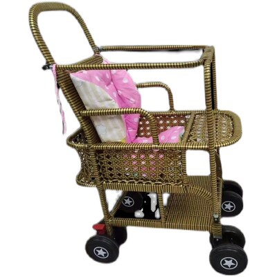 夏季宝宝竹藤加高围栏婴儿推车可坐可躺可站立小孩子推车藤椅藤编