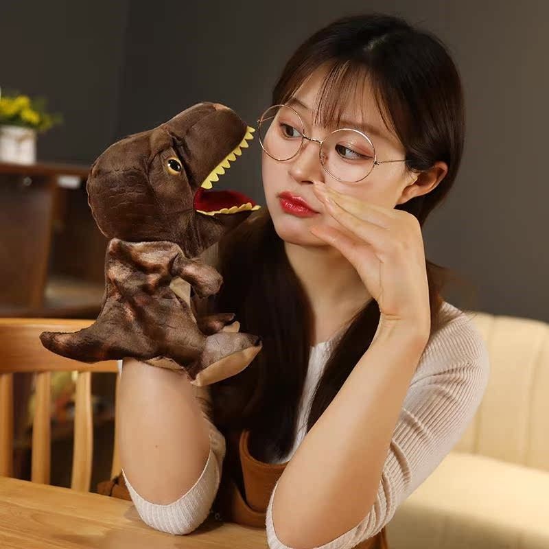 恐龙手偶玩具表演布偶手套毛绒动物娃娃嘴巴能动儿童腹语手指玩偶