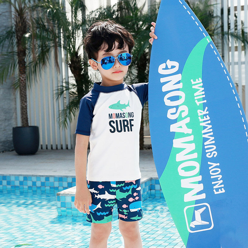 儿童泳衣男童小童2-3-4-6岁分体幼儿泳装宝宝泳裤男孩游泳衣套装