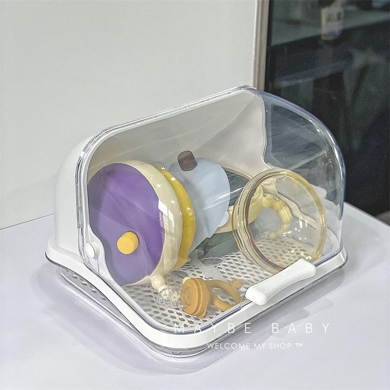 韩国ins宝宝辅食工具收纳盒防尘沥水架放碗筷置物柜奶瓶收纳箱