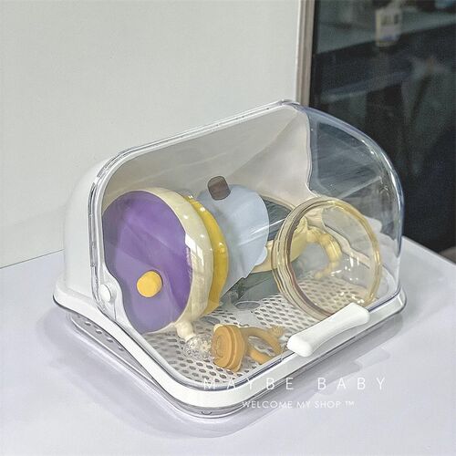 韩国ins宝宝辅食工具收纳盒防尘沥水架放碗筷置物柜奶瓶收纳箱