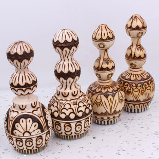 新疆手工梨木馕针制馕工具铜钢针馕戳子原木彩打馕饼面点扎花工具