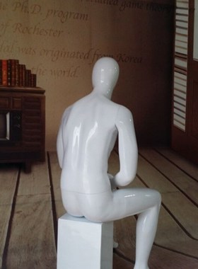 服装模特道具男坐模全身抽象亮白韩版服装店橱窗展示拍摄试衣假人