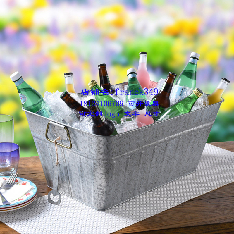 不锈钢冰桶香槟桶长方形酒吧展示筐大容量金属啤酒红酒饮料冰块桶
