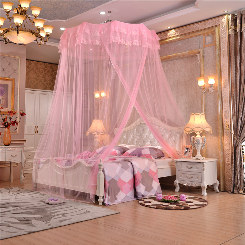 欧式加厚不锈钢宫廷吊顶圆顶罗伞蚊帐皇宫圆形落地加密加高公主