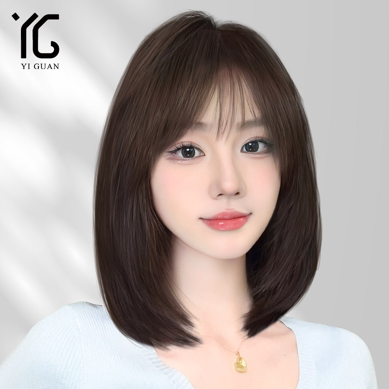 假发女短发d真发全真人发丝自然蕾丝无痕光头专用锁骨发中长假发
