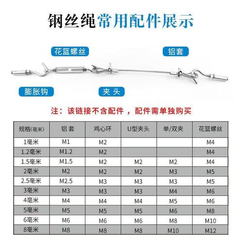 新款304不锈钢钢丝绳子线超软细晾衣绳架钢索粗拉线1.523456810mm