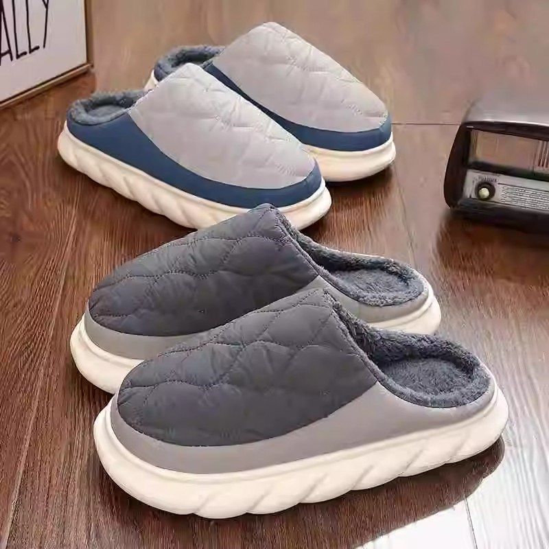 棉拖鞋男士冬季2024新款室内家居防滑厚底羽绒防水不臭脚男款棉拖