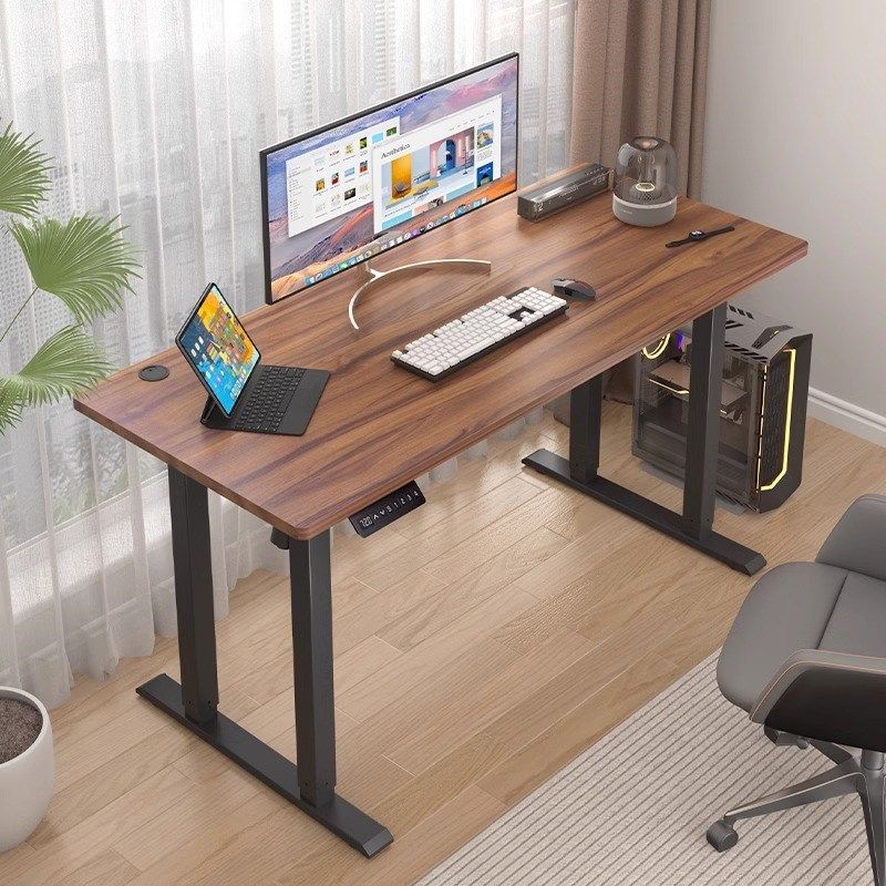 四腿四电机电动升降桌腿智能双人电脑桌工作台办公桌家用学习桌架