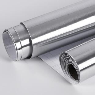 银色不锈钢贴纸防水自粘镜面反光纸贴片专M用加厚银箔拉丝金属贴