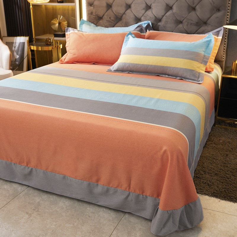 加厚纯棉磨毛床单单件全棉圆角花边被单1.5米1.8m2.0床单子垫被单