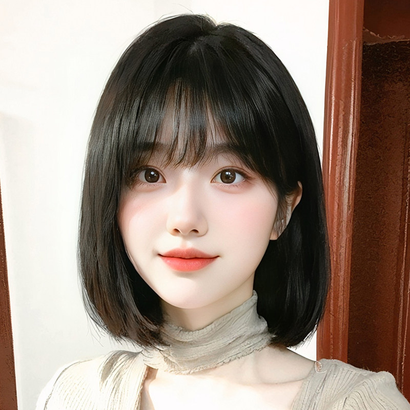 假发女长发新款真发全真人发自然全E头头套式锁骨发整顶短发假发
