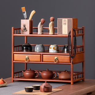 实木茶杯架子茶具收纳架茶桌紫砂壶摆放架桌面上博古架小型置物架