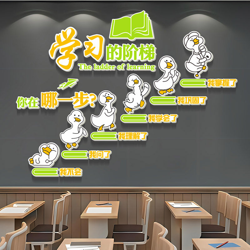 班级文化墙贴纸教室布置装饰培训机构托管班自习室开学黑板报励志