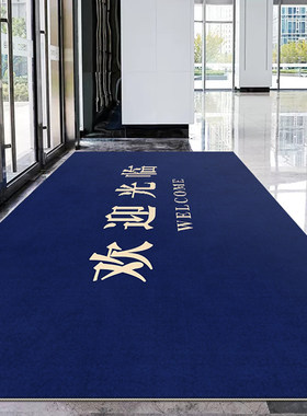 丝圈商用地毯定制logo广告印字酒店电梯店名公司大门口迎宾蓝地垫