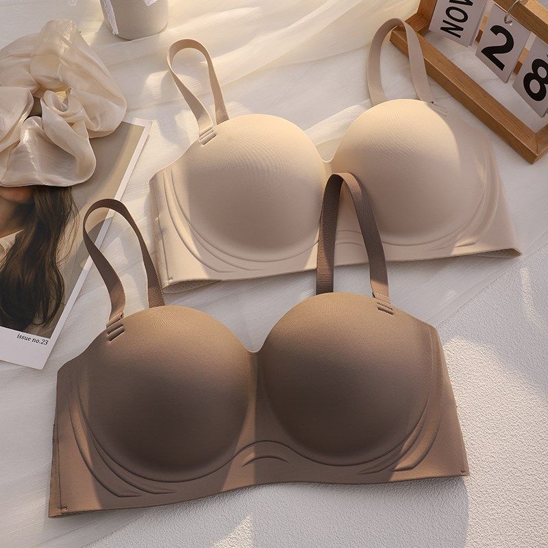 抹胸内衣女士大胸显小薄款防下垂聚拢H无痕裹胸防滑无肩带文胸罩