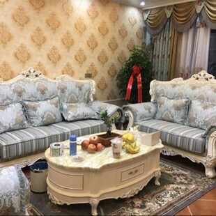 欧式提花沙发布料面料软包布靠枕布diy手工家居布艺定制沙发套蓝