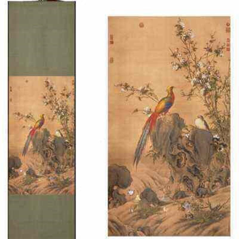 程老师丝绸画卷轴挂画民间传统工艺中国特色礼品送老外出国小礼o