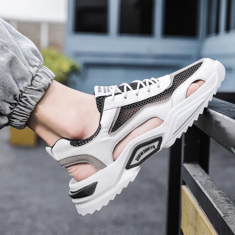 运动凉鞋男款f夏季透气休闲软底网面鞋青少年镂空防臭沙滩鞋大码4