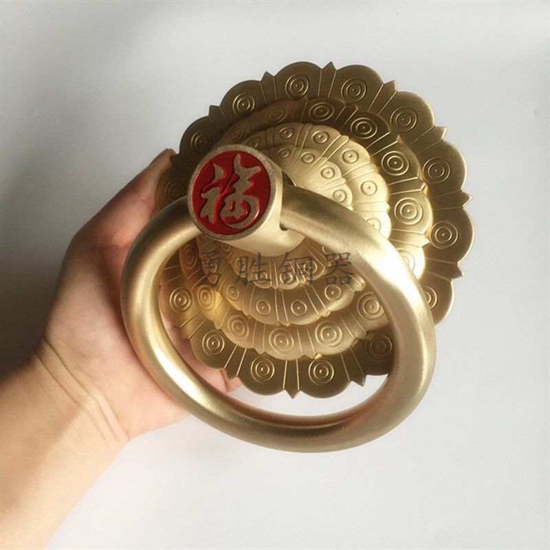 大门拉手仿古纯铜中式圆t环铜把手门环铜拉环黄铜古铜古黑色铜圆