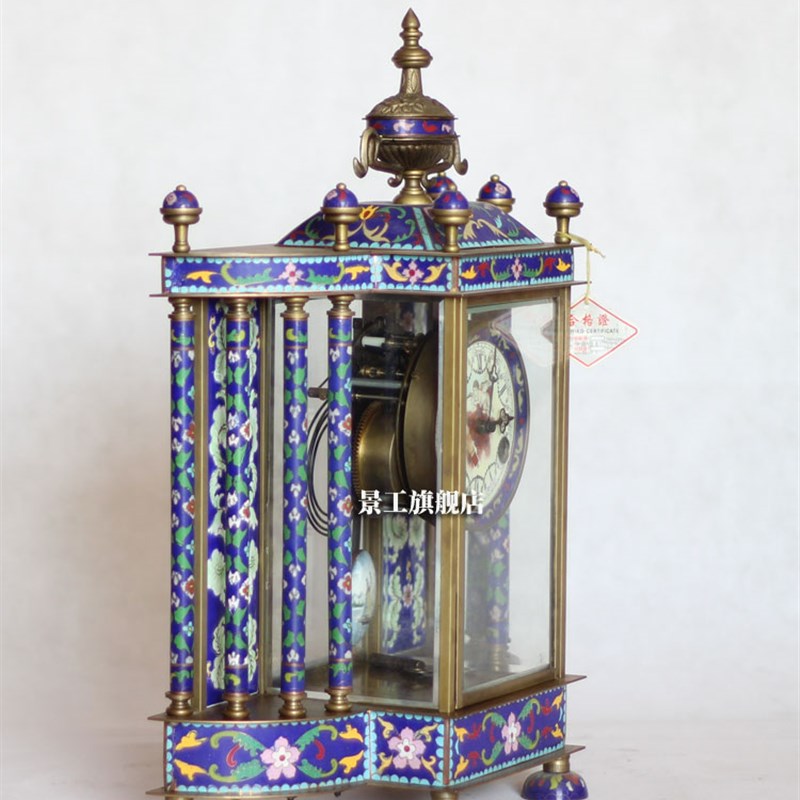 钟表 手工掐丝仿古钟表 欧式钟表 古典钟表 机械座钟 景泰蓝钟