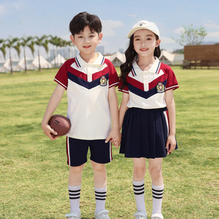 儿童校服夏季 小学生校服英伦学院运动班服 套装 幼儿园园服夏装