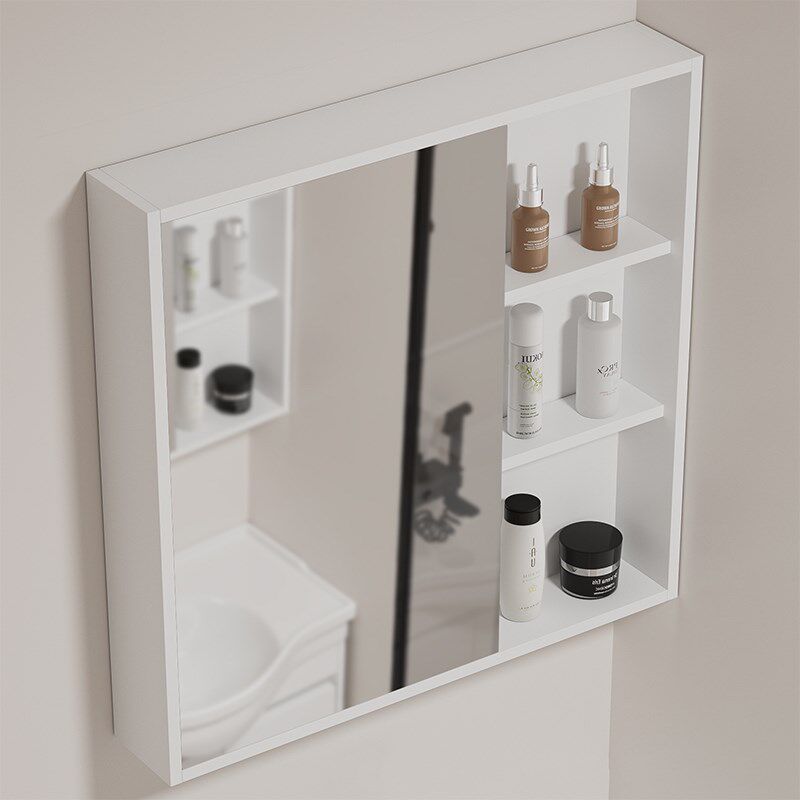 现代简约白色小户型防水实木浴室智能镜柜M阳台卫生间镜箱浴室镜